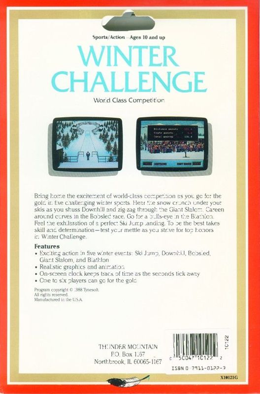 Back Cover for Winter Challenge: World Class Competition (Atari 8-bit)