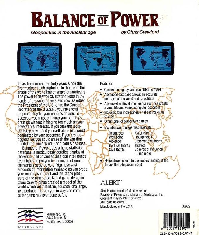 Back Cover for Balance of Power (Amiga)
