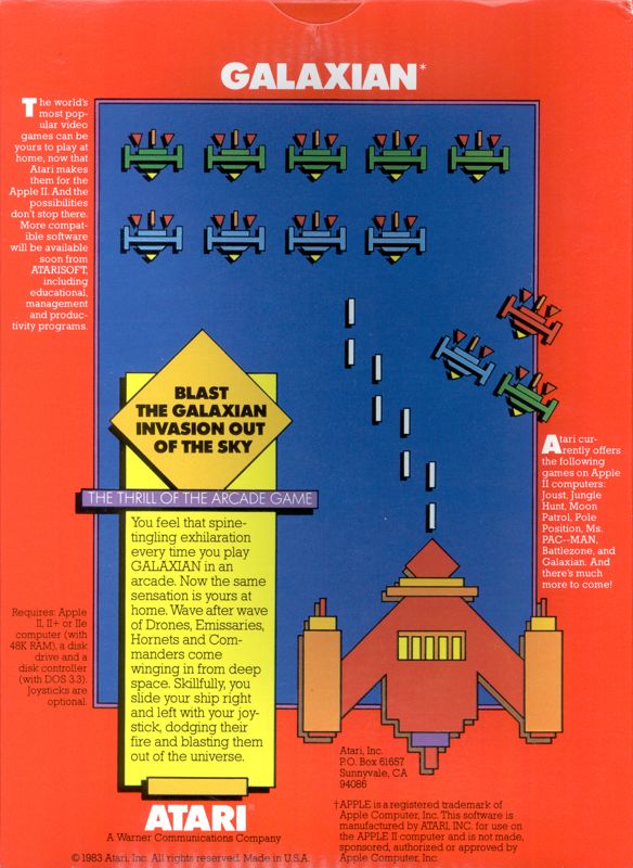 Back Cover for Galaxian (Apple II)