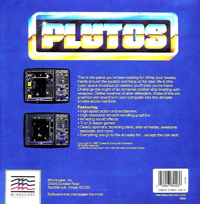 Back Cover for Plutos (Atari ST)