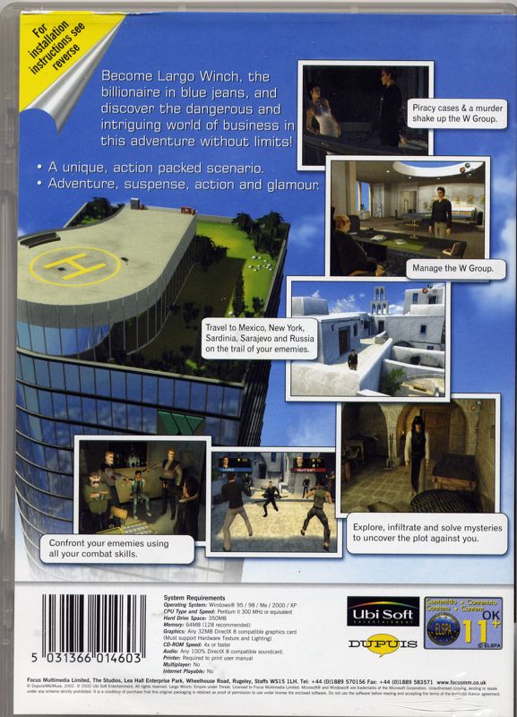 Back Cover for Largo Winch: Empire Under Threat (Windows) (Ubisoft eXclusive release)