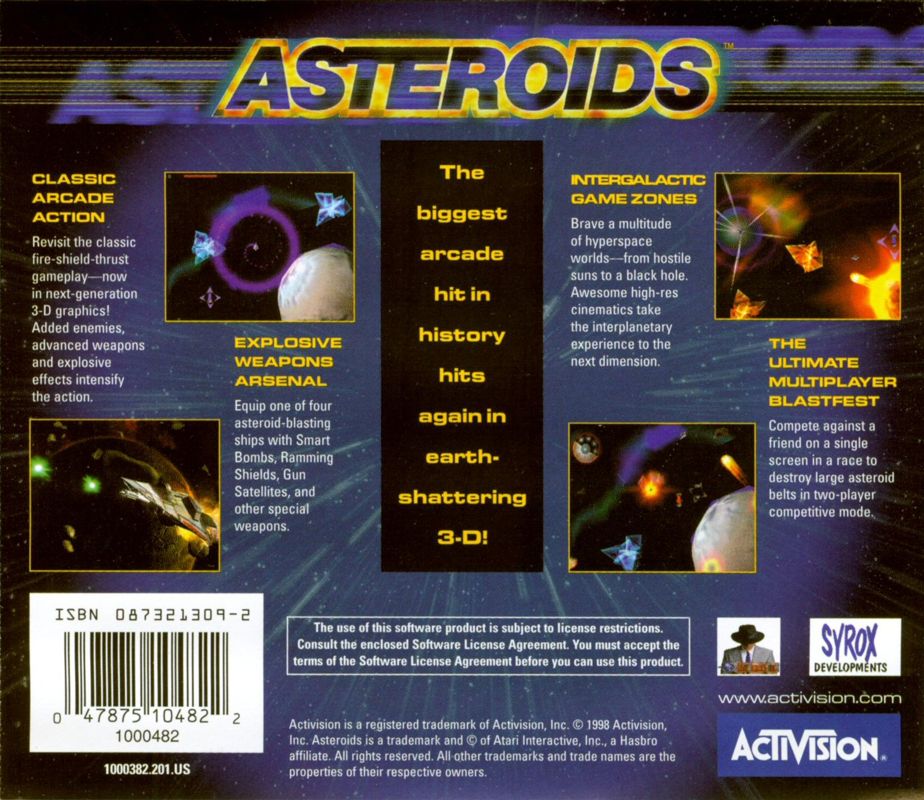 Other for Asteroids (Windows): Jewel Case - Back
