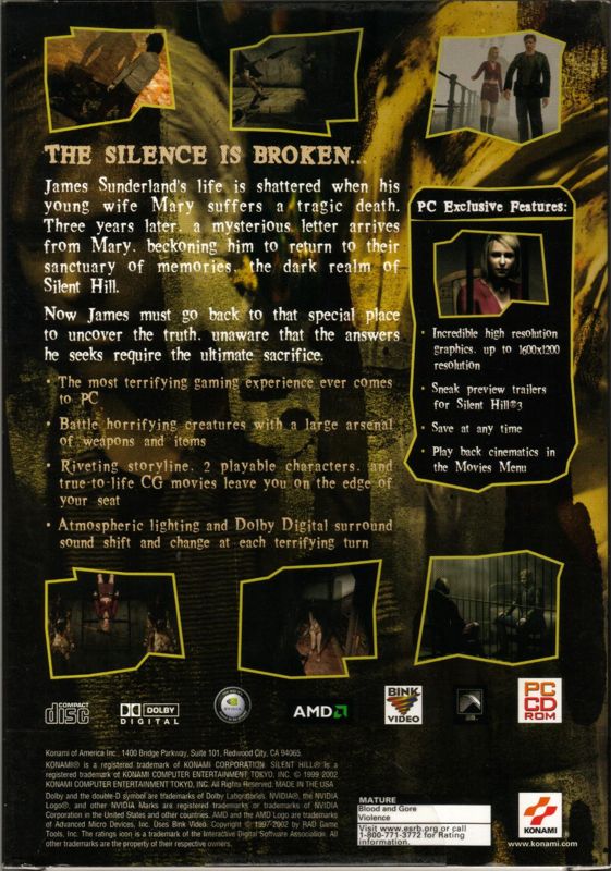 Back Cover for Silent Hill 2: Restless Dreams (Windows)