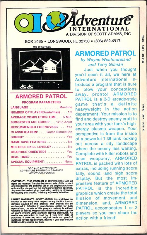 Armored Patrol cover or packaging material - MobyGames