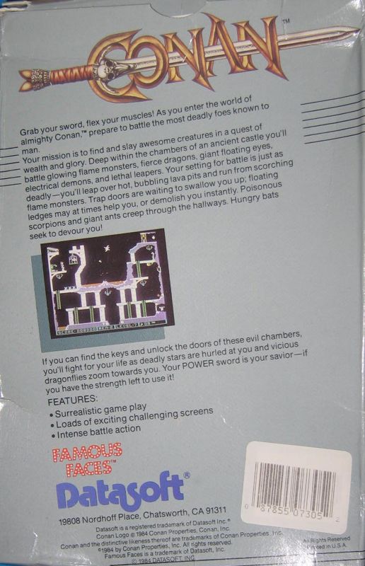 Back Cover for Conan (Apple II)