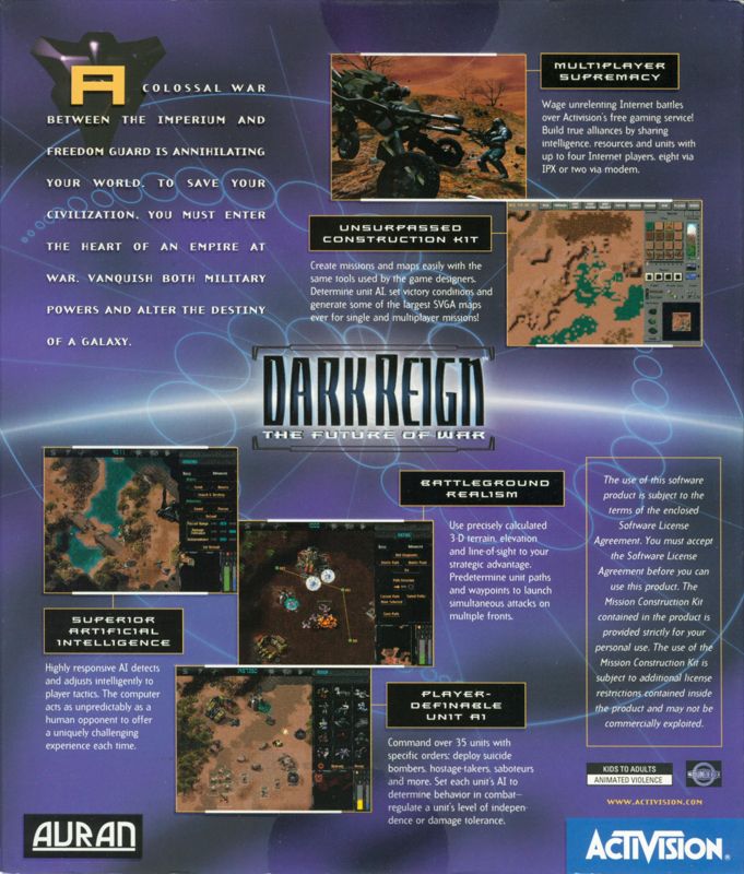 Back Cover for Dark Reign: The Future of War (Windows)