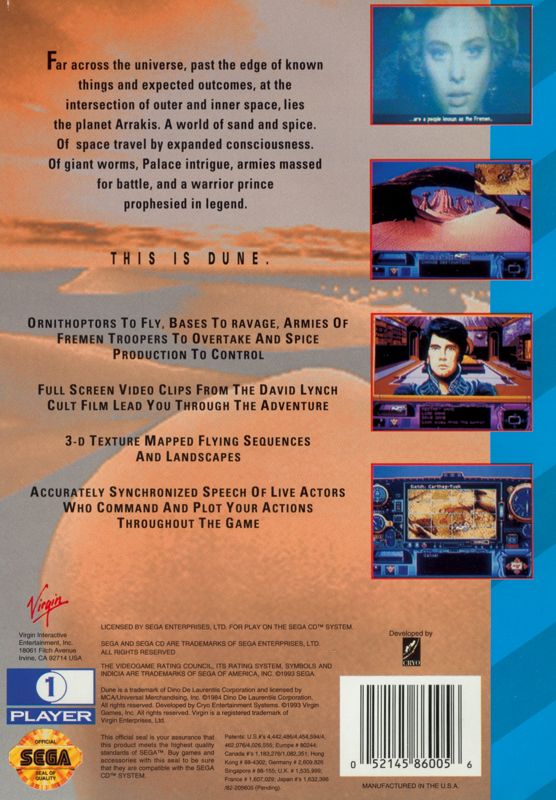 Back Cover for Dune (SEGA CD)