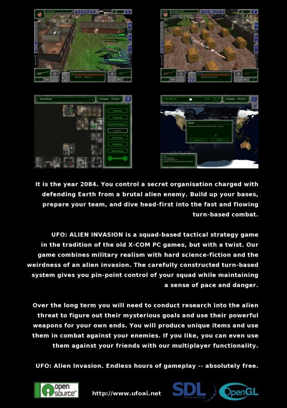 Back Cover for UFO: Alien Invasion (Linux and Macintosh and Windows)