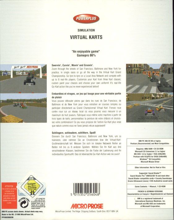 Back Cover for Virtual Karts (DOS) (PowerPlus release)
