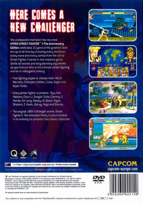Back Cover for Hyper Street Fighter II: The Anniversary Edition (PlayStation 2)