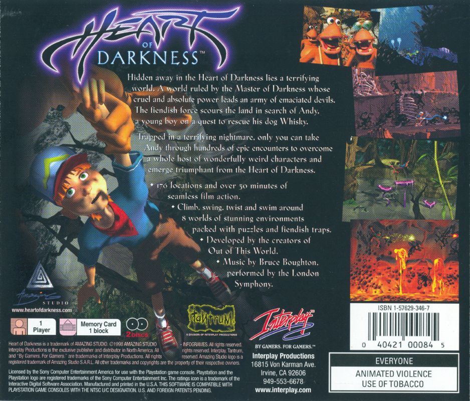 Back Cover for Heart of Darkness (PlayStation)