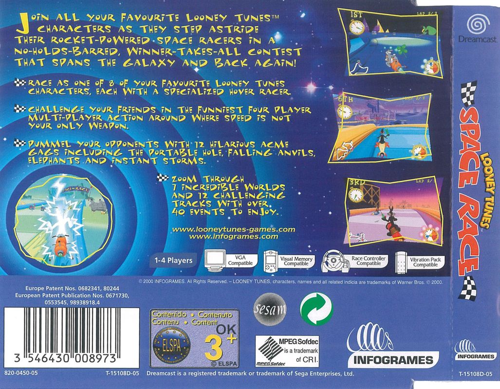 Back Cover for Looney Tunes: Space Race (Dreamcast)