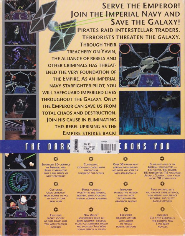 Back Cover for Star Wars: TIE Fighter (DOS)