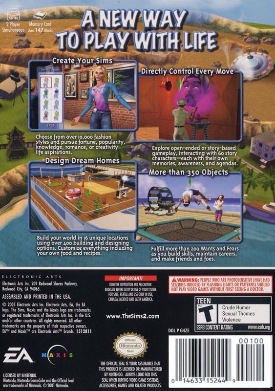 Back Cover for The Sims 2 (GameCube)