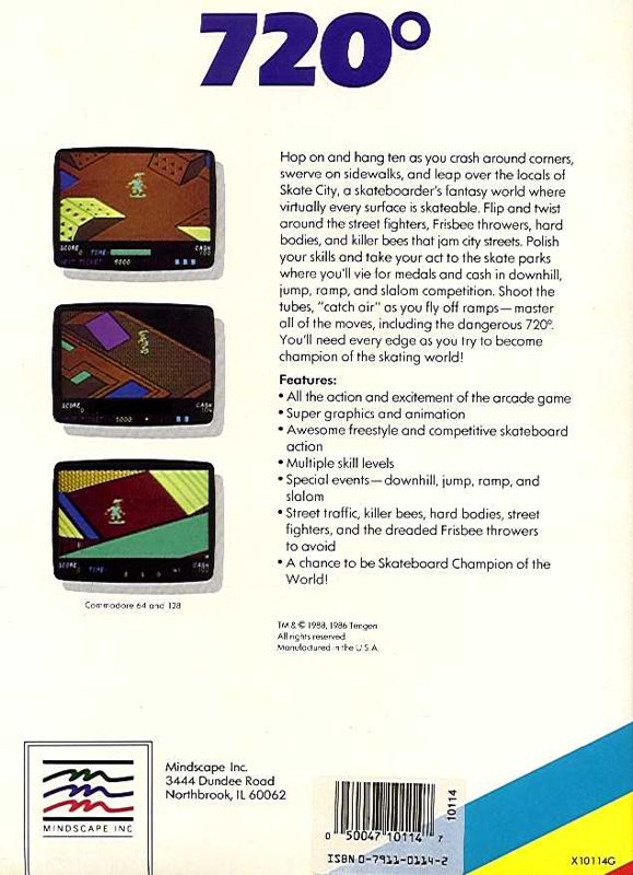 Back Cover for 720º (Commodore 64)