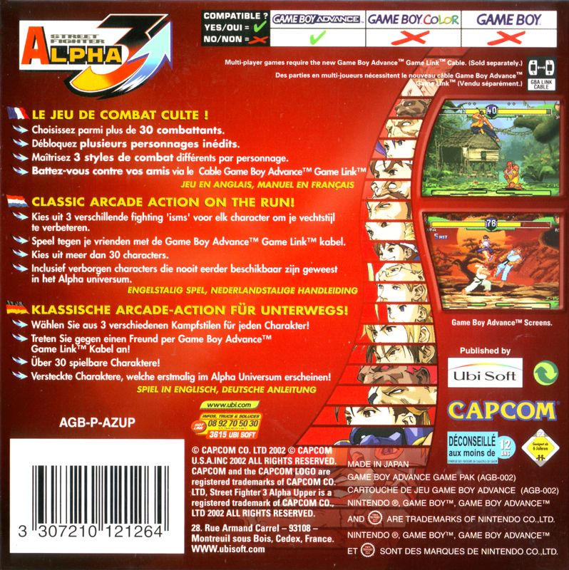 Back Cover for Street Fighter Alpha 3 (Game Boy Advance)