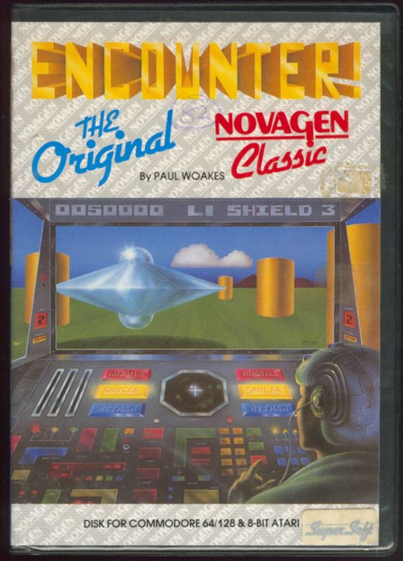 Front Cover for Encounter! (Atari 8-bit and Commodore 64) (Novagen Classic Plastic folder release)