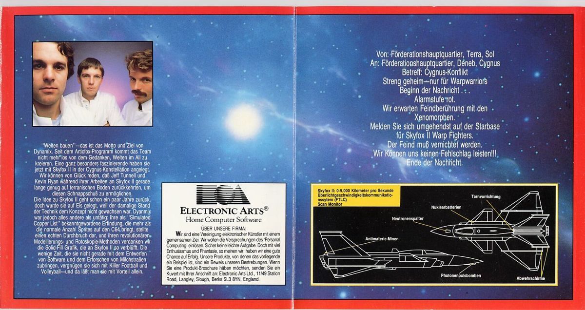 Inside Cover for Skyfox II: The Cygnus Conflict (Commodore 64)