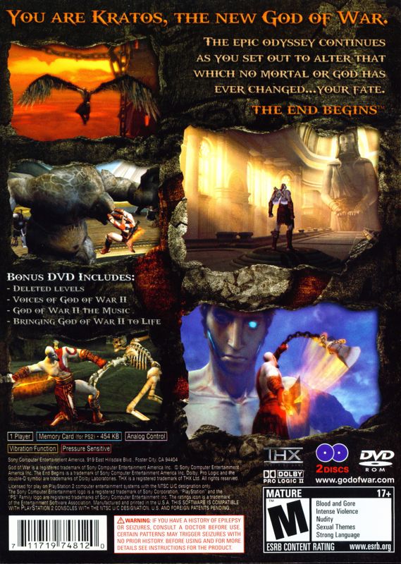 Back Cover for God of War II (PlayStation 2) (Greatest Hits release)