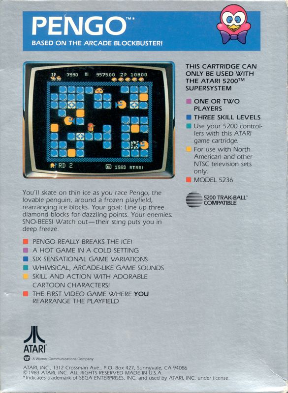 Back Cover for Pengo (Atari 5200)