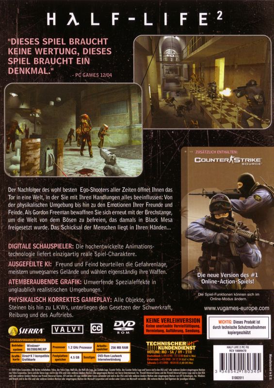 Back Cover for Half-Life 2 (Windows)