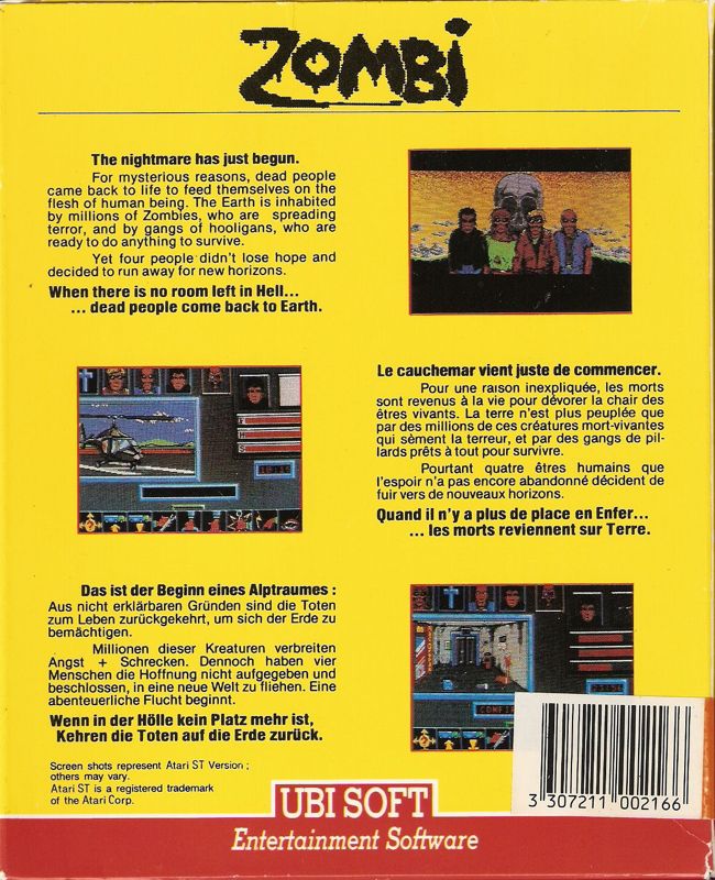 Back Cover for Zombi (Commodore 64)