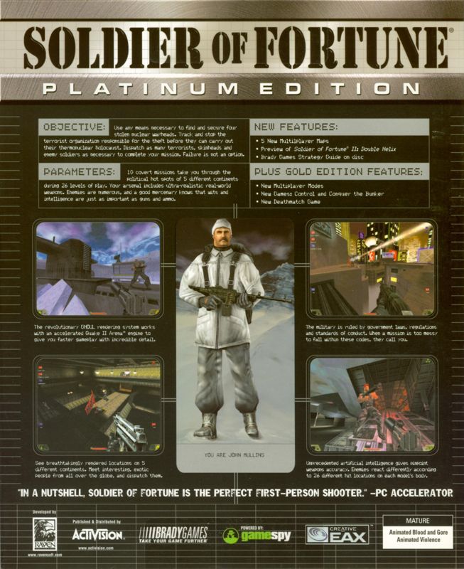 Soldier of Fortune: Platinum Edition cover or packaging material