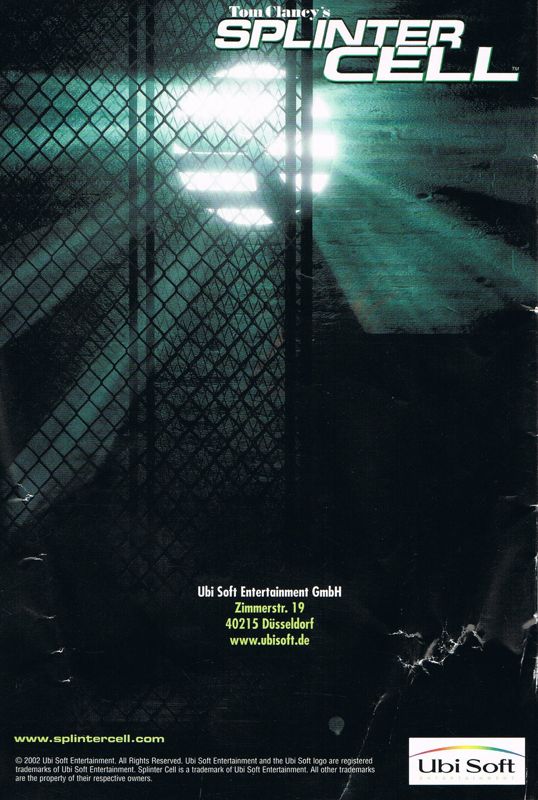 Manual for Tom Clancy's Splinter Cell (Windows): Back