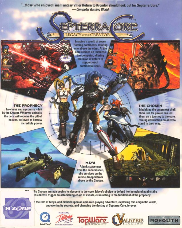 Back Cover for Septerra Core: Legacy of the Creator (Windows)