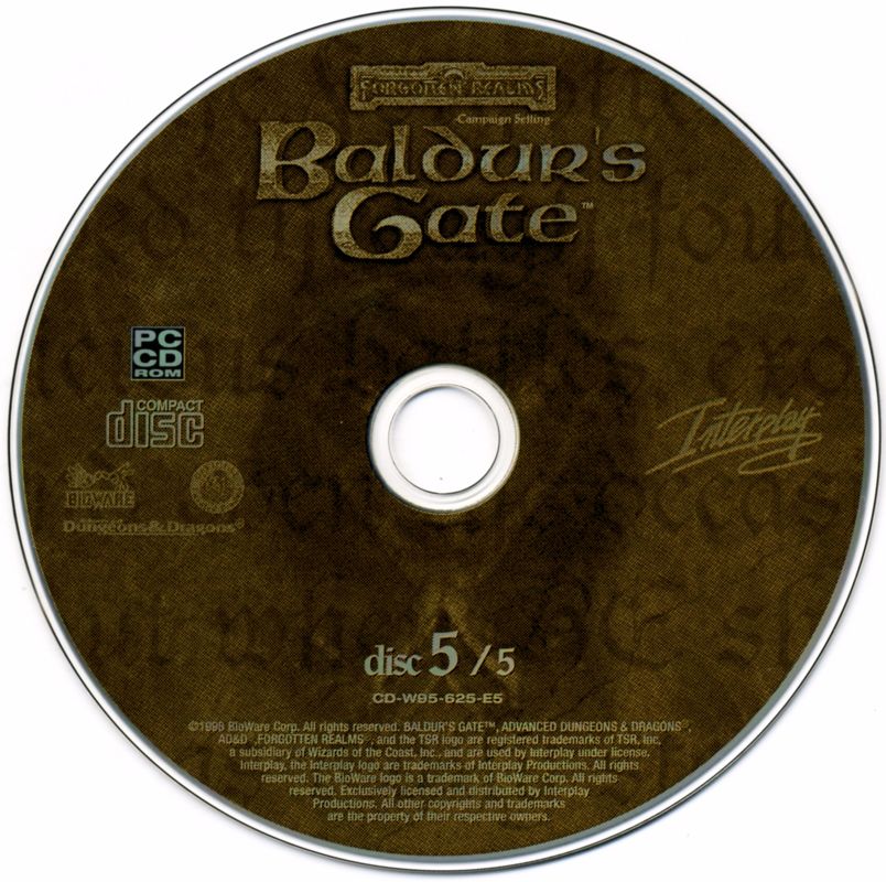 Media for Planescape: Torment / Baldur's Gate / Fallout 2 (Windows): Baldur's Gate - Disc 5