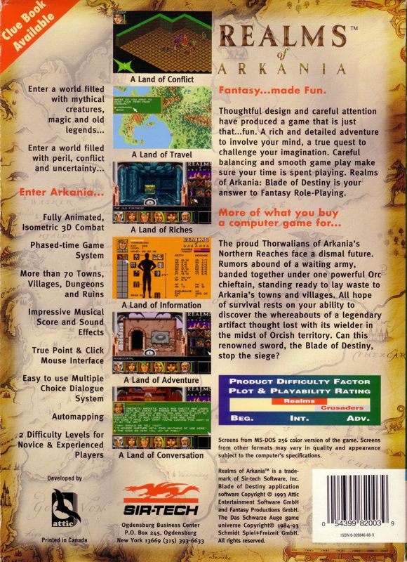 Back Cover for Realms of Arkania: Blade of Destiny (DOS)