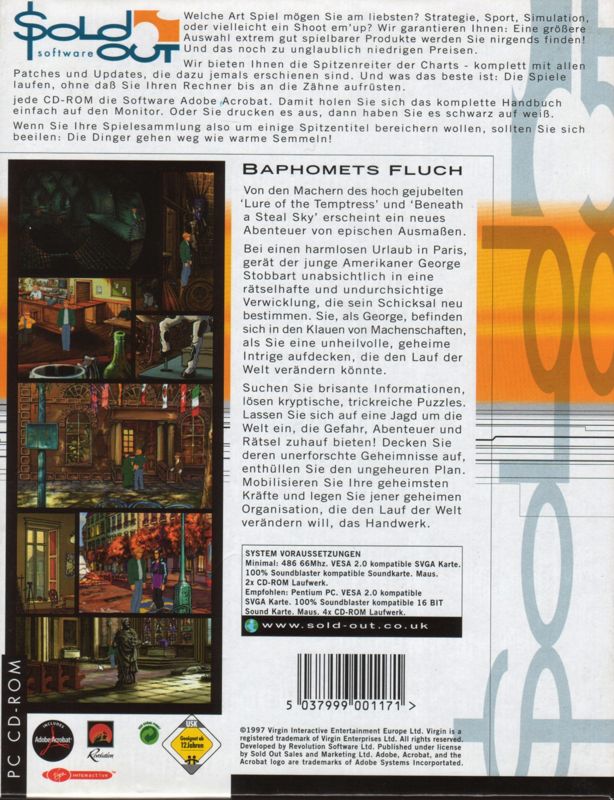 Back Cover for Circle of Blood (DOS and Windows) (Sold Out Software release)