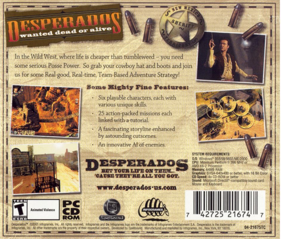 Other for Desperados: Wanted Dead or Alive (Windows): Jewel Case - Back