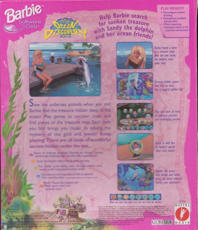 Back Cover for Adventures with Barbie: Ocean Discovery (Windows 3.x)