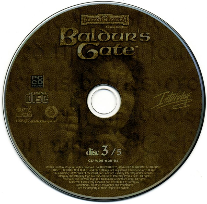 Media for Planescape: Torment / Baldur's Gate / Fallout 2 (Windows): Baldur's Gate - Disc 3