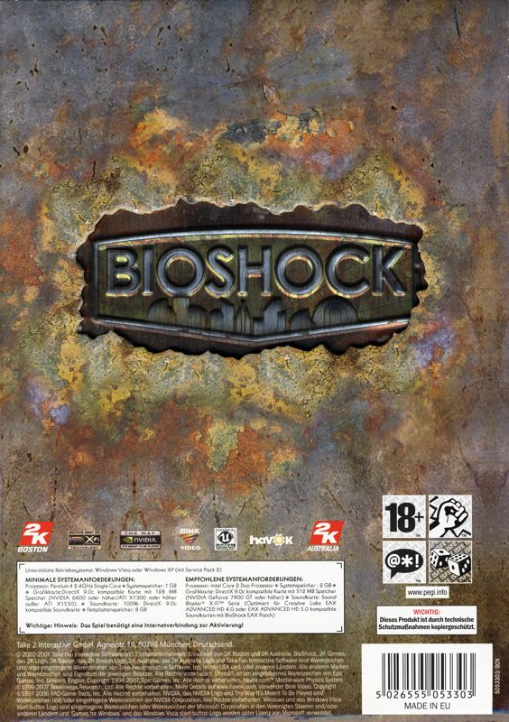 Back Cover for BioShock (Limited Edition) (Windows) (Cuboid Box)