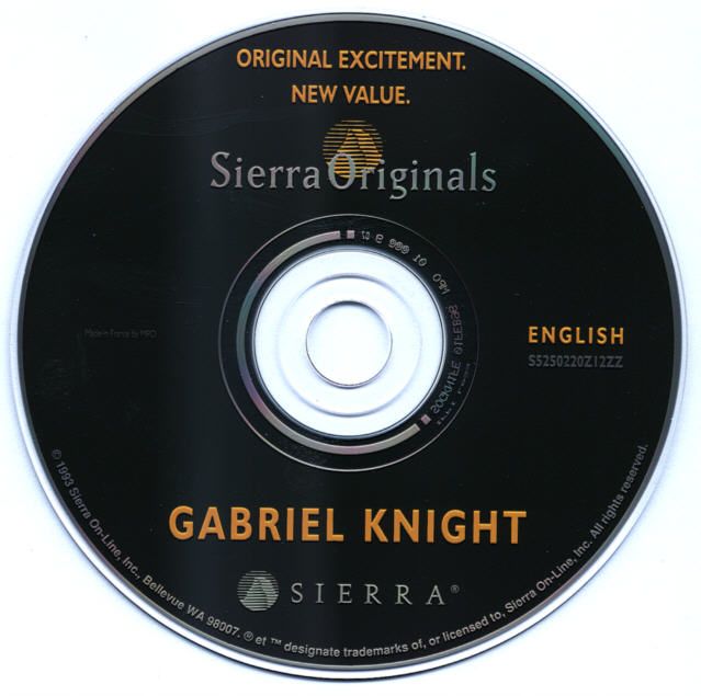 Media for Gabriel Knight: Sins of the Fathers (DOS and Windows 16-bit) (SierraOriginals release)