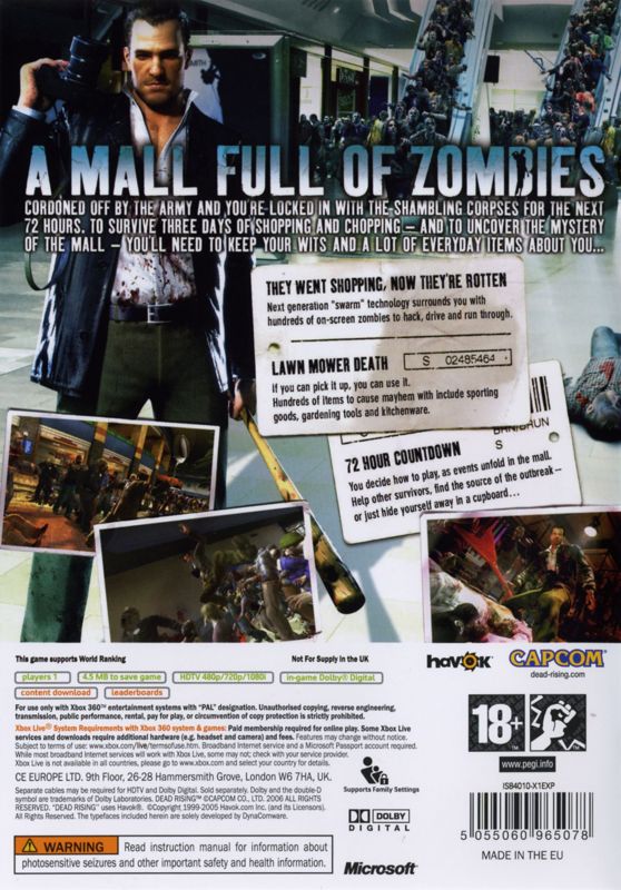 Back Cover for Dead Rising (Xbox 360) (Classics release)