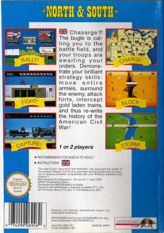 Back Cover for North & South (NES)
