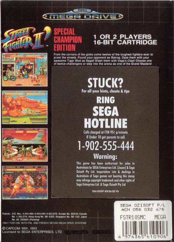 Back Cover for Street Fighter II: Champion Edition (Genesis)