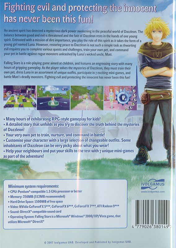 Back Cover for Falling Stars (Windows)