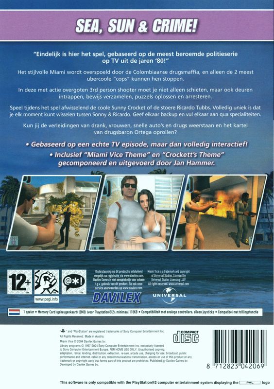 Back Cover for Miami Vice (PlayStation 2)