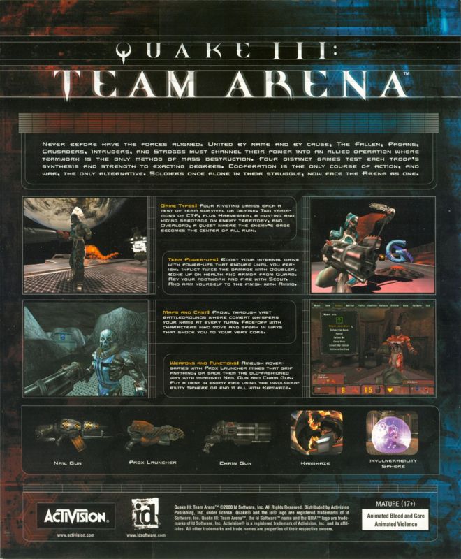 Quake III Team Arena cover or packaging material MobyGames