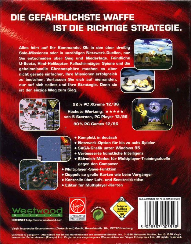 Back Cover for Command & Conquer: Red Alert (DOS and Windows)