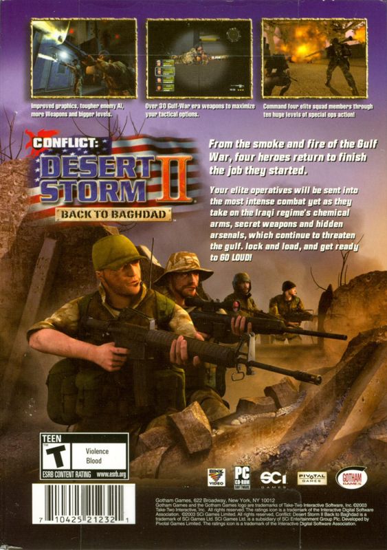 Back Cover for Conflict: Desert Storm II - Back to Baghdad (Windows)