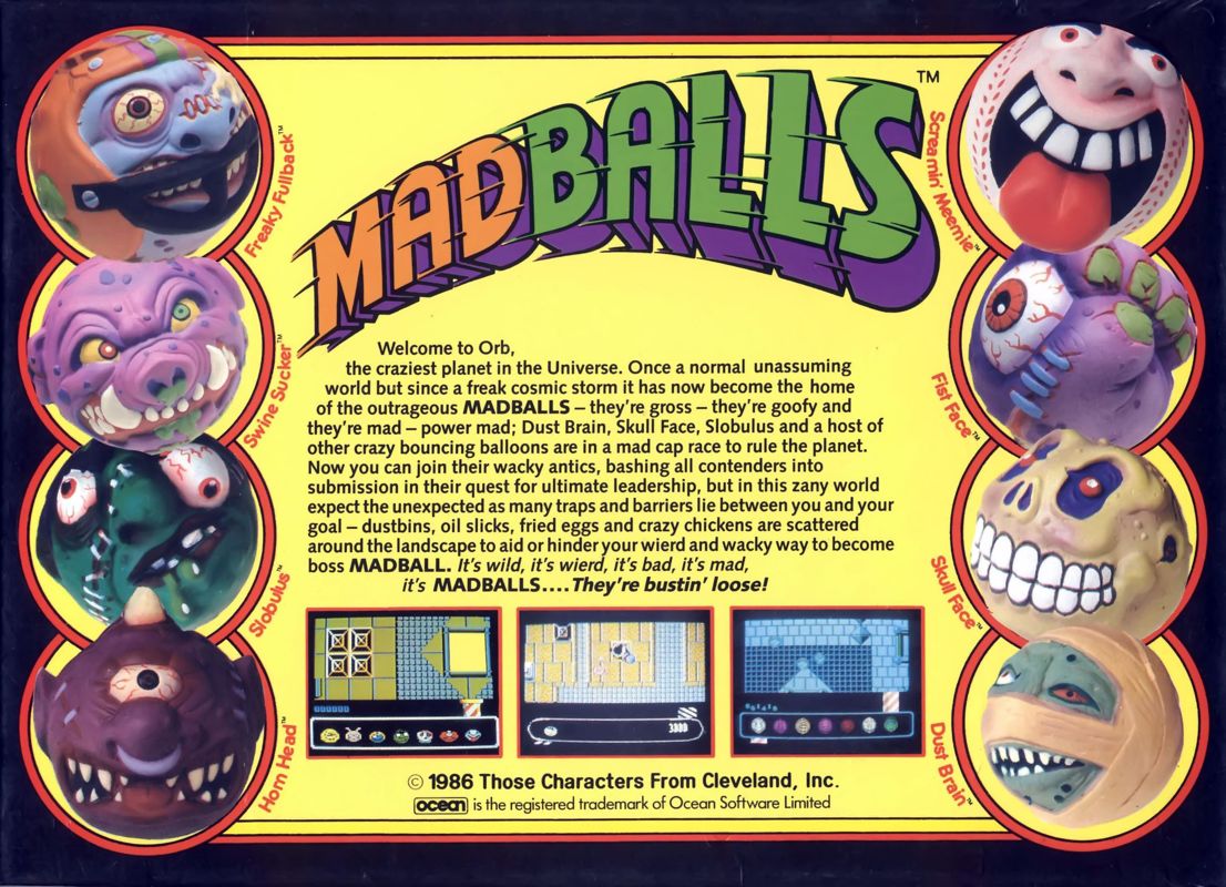 Back Cover for Madballs (Commodore 64)