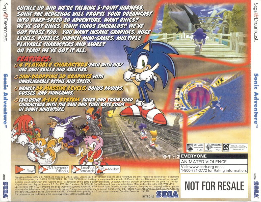 Sonic Adventure cover or packaging material - MobyGames