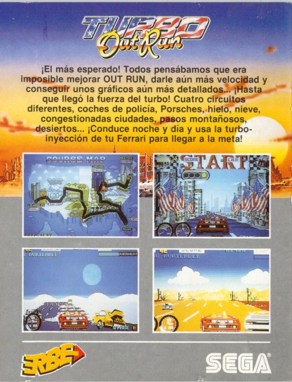 Back Cover for Turbo Out Run (Amstrad CPC)