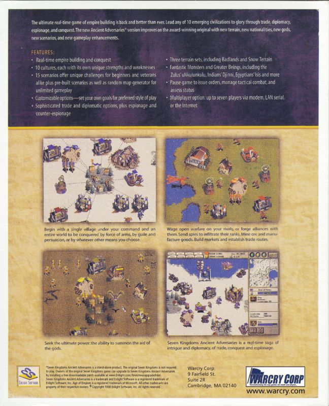Back Cover for Seven Kingdoms: Ancient Adversaries (Windows)