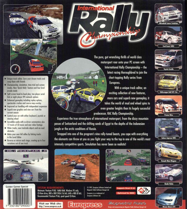Back Cover for International Rally Championship (Windows)